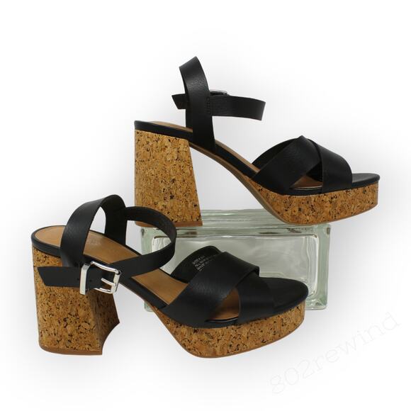 8.5Wide LaneBryant Dream Cloud Cross-Front Platform Sandal Block Heel Cork - Picture 2 of 8